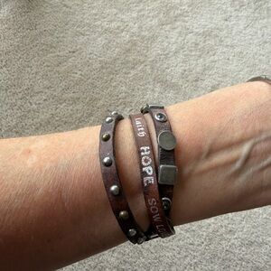 Brown Leather Wrap Bracelet with Studs
